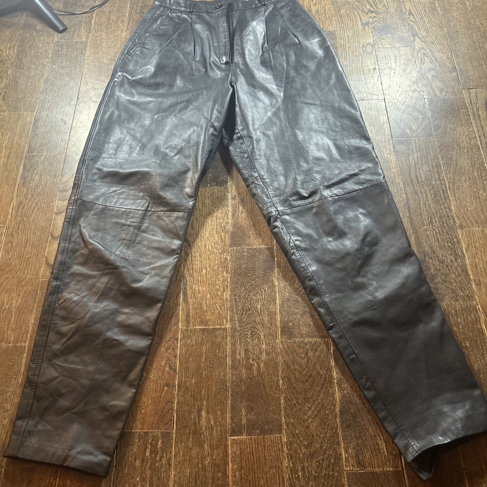Toffs Leather Pants Womens 8 Black High Waisted Tapered‎ Moto Gothcore Biker